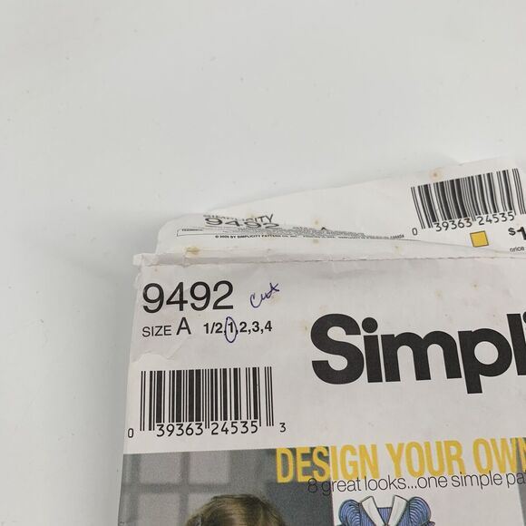 Vintage 2000 Simplicity Sewing Patterns Little Girls Dresses A 1 2 3 4 Modest - Picture 2 of 4